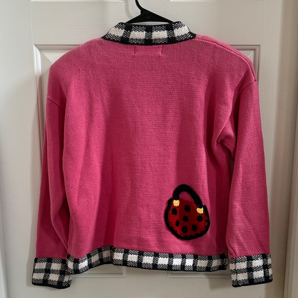 Berek2 Pink Cardigan with Checkered Trim - Picture 7 of 13
